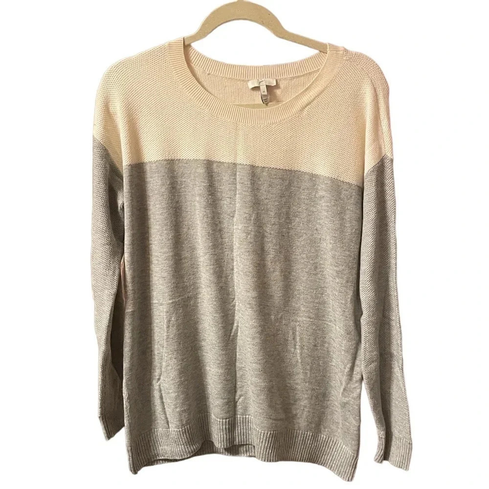 JOIE COLORBLOCK WOOL CASHMERE BLEND CREWNECK SWEATER